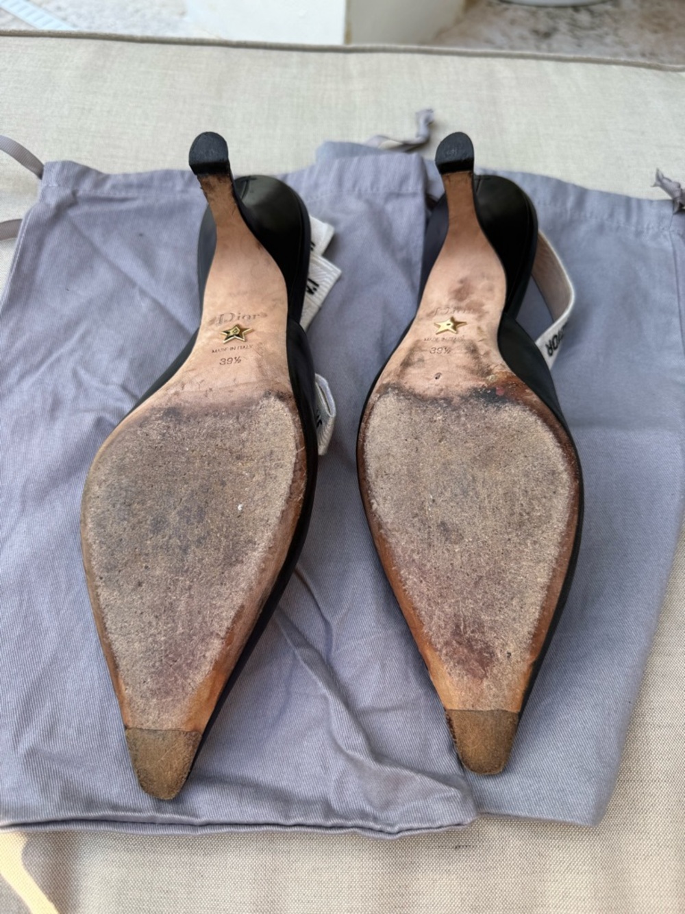 Dior Black Leather Pointed-Toe Slingback Pumps - Picture 2 of 12